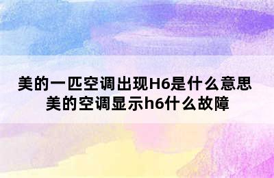 美的一匹空调出现H6是什么意思 美的空调显示h6什么故障